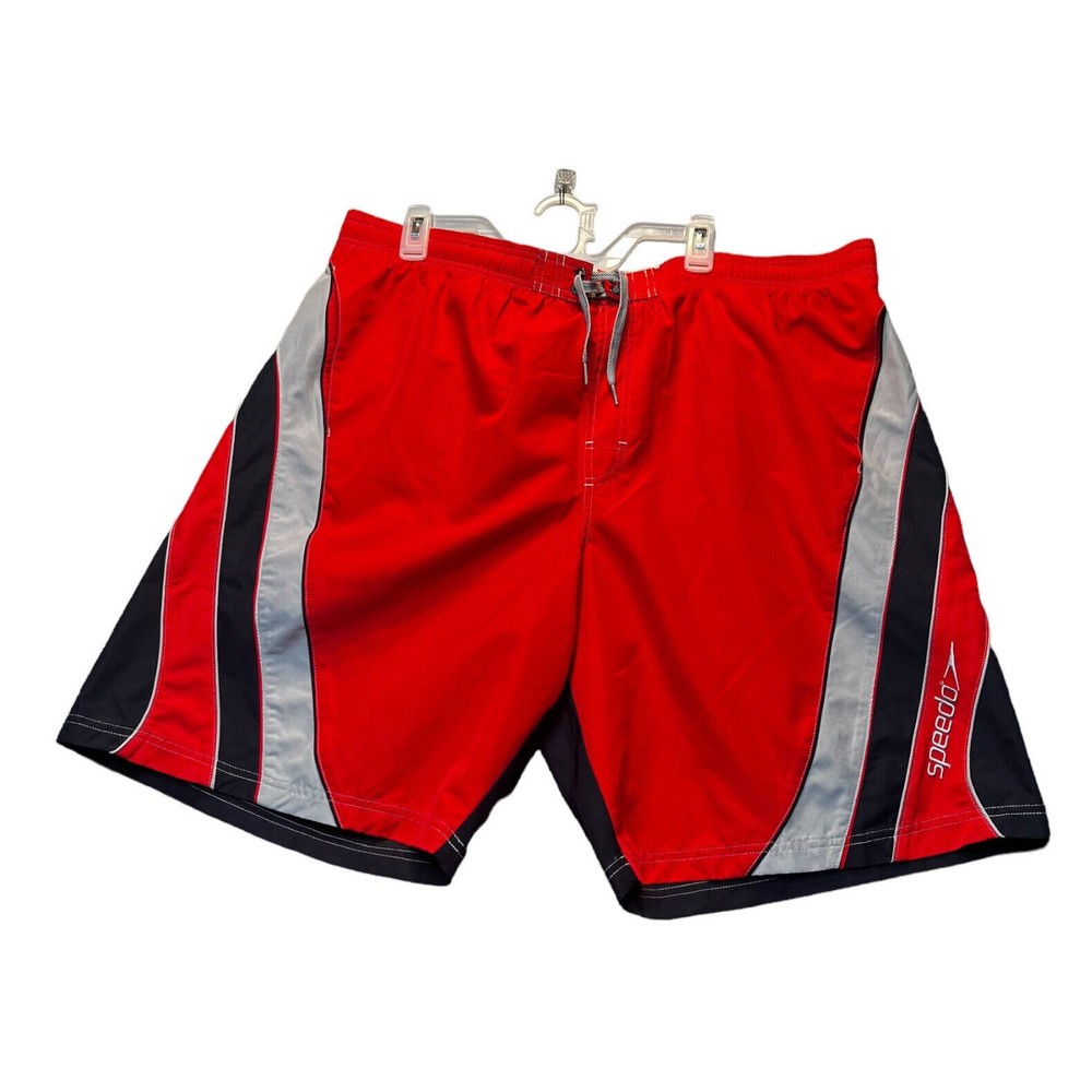 SPEEDO Mens Boardshorts Swim Trunks Size XL Multicolor Striped Mesh Lined Pocket